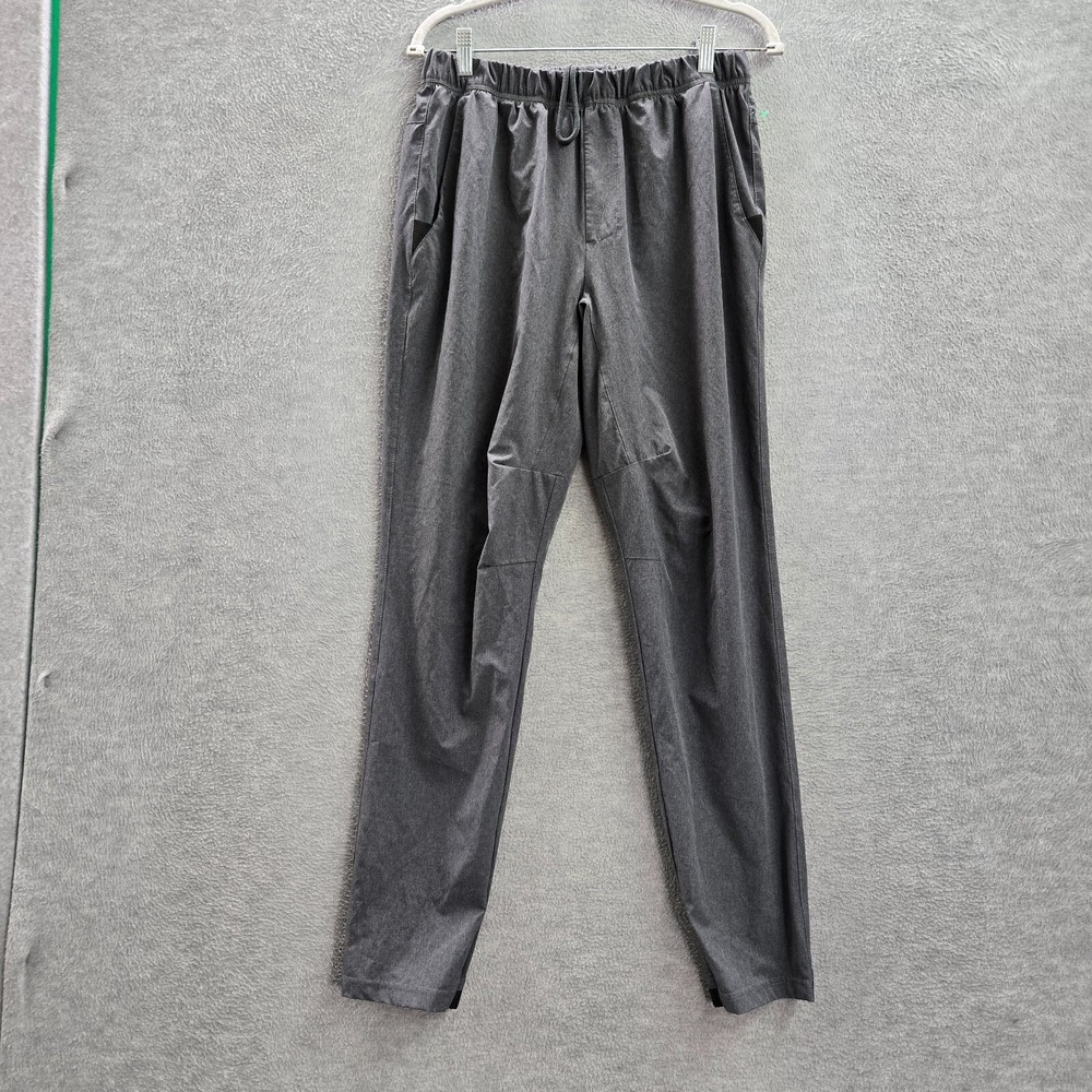 Adidas Men Activewear Track Pants Medium Gray Logo Pockets Drawstring 29" Inseam